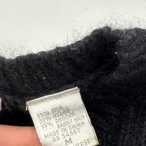 Women’s Moda Intl Silk Angora Rabbit Blend Chunky Knit Gray Sweater Size M - Picture 5 of 9